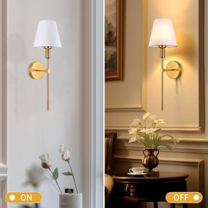 โคมไฟติดผนัง LED สีทองเหลืองสไตล์โมเดิร์น สำหรับห้องนั่งเล่น ปรับความสว่างได้ แสงวอร์มไวท์ กันน้ำระดับ IP65 พร้อมสวิตช์ควบคุม ชุด 2 ดวง - Product Image 3