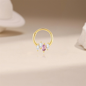 Orecchino Singolo in Argento 925 con Ametista Naturale a Occhio di Cavallo, Orecchino a Nappina con Piercing - Product Image 5