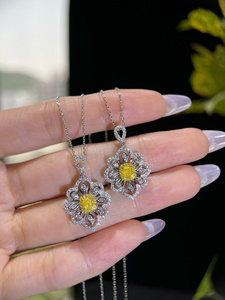 Xinfly Wholesale Price 18k White Gold Natural Yellow and White Diamond Necklace - Product Image 2