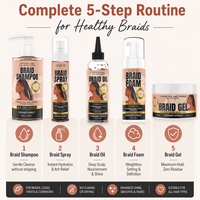 Kit de Soins Capillaires OEM pour Tresses, Locks et Cornrows, Kit Anti-Démangeaisons Linea Prodotti Capelli avec Shampooing, Spray, Huile, Mousse et Gel Fixateur pour les Bords