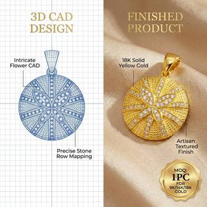 Exquisito Medallón de Mariposa en Oro Sólido de 9K/14K/18K con Intrincado Motivo Floral para Joyería de Lujo Diaria - Product Image 1