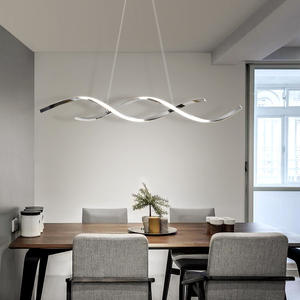 Lampadario a Sospensione LED in Alluminio con Design Moderno a Onda, Finitura Elettroplaccata Oro, Nero o Cromo per Sala da Pranzo - Product Image 4