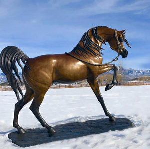 Escultura <span class=keywords><strong>de</strong></span> Caballo Árabe <span class=keywords><strong>de</strong></span> Bronce a Tamaño Real con Técnica <span class=keywords><strong>de</strong></span> Fundición, Colores Personalizados para Decoración <span class=keywords><strong>de</strong></span> Jardín Exterior - Product Image 1