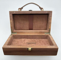 Boîte et étui en bois de noyer massif, écologiques, avec doublure en cuir véritable, forme personnalisable