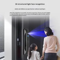 Serrure automatique de reconnaissance faciale et d'empreintes digitales 3D Wifi Tuya avec écran de 4.5 pouces Batterie Li-ion 3200 MAh pour porte en verre ou en bois
