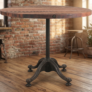 Antique-Style Adjustable Height Dining <b>Table</b> Industrial Cast Iron Mango <b>Wood</b> <b>Foldable</b> Eco-Friendly for Farmhouse Apartment Villa - Product Image 2