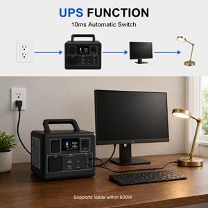 สถานีไฟฟ้าพกพา OEM 600W 480Wh 512Wh 560Wh ชาร์จเร็ว 1.5 ชั่วโมง ระบบสำรองไฟ (UPS) เครื่องกำเนิดไฟฟ้าพลังงานแสงอาทิตย์สำหรับสำรองไฟบ้าน - Product Image 3