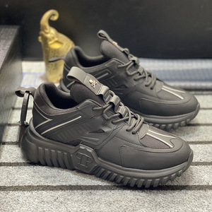 <b>Studded</b> genuine leather sneakers lightweight luxury outdoor travel soft sole shock-absorbing dad lace-up trendy casual shoes - Product Image 3