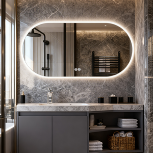 Miroir de salle de bain LED moderne avec éclairage <span class=keywords><strong>avant</strong></span> et arrière, miroir de vanité anti-buée à capteur tactile pour hôtels et maisons - Product Image 2