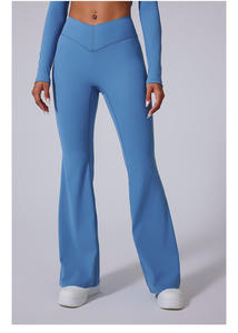 Gran oferta, mallas de Yoga de cintura alta personalizadas para otoño e invierno, diseño de cintura cruzada con pantalones deportivos con estampado de cadera de melocotón para mujer - Product Image 3