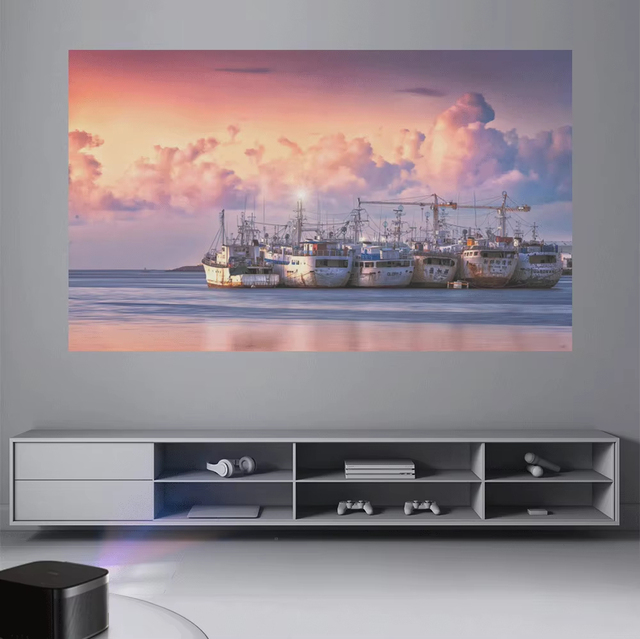 60 Inch 16:9 Electric Projector Screen 70'' Indoor Outdoor Simple Install Foldable Portable Travel-friendly Camping