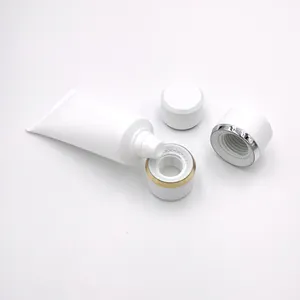 新しい卸売空30ml 50ml 100ml 120ml 150ml白いプラスチックPE化粧品スクイーズプリントチューブネジ蓋付き