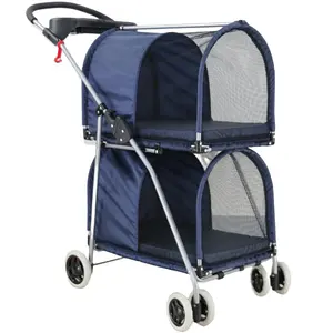 High Quality Customized Pet Dog Stroller Twin Pet Trailer Trolley For Travelling Outdoor