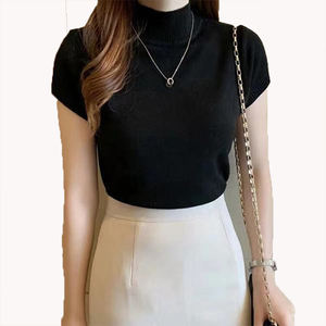 Pull en maille à col roulé mi-haut pour femmes, couche de base d'été, pull personnalisable, coupe ajustée, silhouette flatteuse, débardeur court, vêtement extérieur - Product Image 5