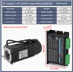ชุดมอเตอร์สเต็ป<span class=keywords><strong>57BYG250H</strong></span> (2.8N แรงบิด) + ชุดอัพเกรด DM542พร้อมสายเบรกยาว80ซม - Product Image 3
