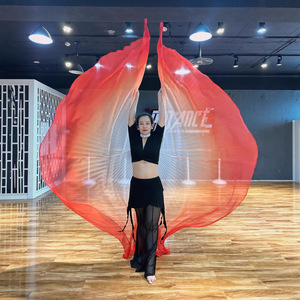 Vente en gros de vêtements cosplay en polyester de couleur arc-en-ciel pour adultes, cape à plis pour la danse du ventre et la performance, ailes avec bâton - Product Image 2