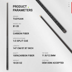 Queue de billard universelle professionnelle en carbone |   Queue de billard polyvalente pour saut et coup de brise, en fibre de carbone haute performance - Product Image 3