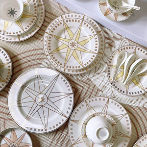 Bone China Design Variedad Carga Postre Platos de cena Borde dorado Porcelana Bone China Vajilla de cerámica - Product Image 6