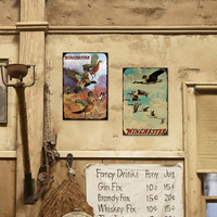 Juego de Letreros Metálicos Vintage de Caza Winchester, Decoración Retro para Pared de Cabaña, Decoración para Cueva de Hombre o Refugio de Caza