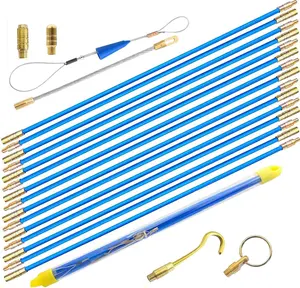 10 Stück Fiberglas-Lauf kabel mit Haken-und Lochs atz Pull Push Tool Glasfaser-Fischband-Laufset Kabel Draht zieher