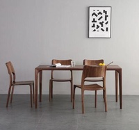Maison scandinave moderne et simple au design luxueux, table à manger rectangulaire en noyer noir, tenon à mortaise complet, salon accessible