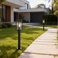 Lampadaire de jardin décoratif en aluminium moulé sous pression, forme carrée, abat-jour en PC LED, 15W, résistant à l'eau, E27