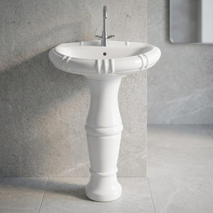 Exquisite Indian Floor Mount Pedestal <b>Wash</b> Basin <b>Set</b> - Elegant Design and Premium Quality for Bathroom at Unbeatable Value - Product Image 1