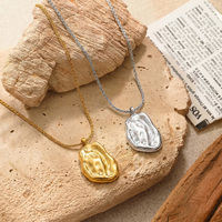 Collar con Colgante Irregular de Acero Inoxidable XY 3315, Collar de Cadena de Acero Dorado Abstracto Minimalista, Joyería para Mujer