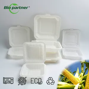 바이오 파트너 일회용 옥수수 전분 PP 플라스틱 생분해 성 식품 포장 도시락 조개 꺼내기 식품 용기