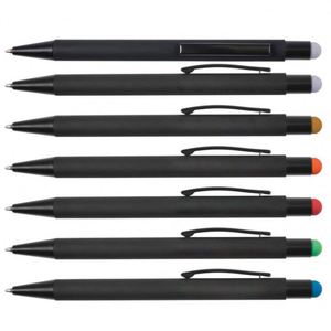 Hot-Selling Stylus Screen Press Metal Ballpoint Pen Spot Wholesale Black Rubber Aluminum Rod Printed Logo Advertising for Phone - Product Image 1