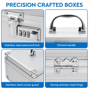 Boîte de rangement sécurisée en aluminium pour médicaments, pilulier de voyage argenté (Argent) - Product Image 3