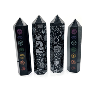 Wholesale Natural Rock Crystal Obsidian Point <strong>Chakra</strong> Rune Crystal Tower for Gift Healing - Product Image 2