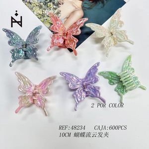 Fermaglio per capelli a forma di farfalla da 10 cm, in acrilico colorato, per donne e ragazze - Product Image 1