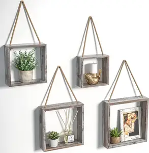 Floating Hanging Square Shelves Wall Mounted Wall Decoration Dining Room Bedroom Creative Decoration Vase Hanging Wall