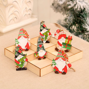 Paquete de 12 adornos navideños de madera en caja, colgantes de madera de anciano sin rostro, decoraciones para árboles de Navidad. - Product Image 2