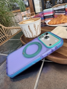 <span class=keywords><strong>Coque</strong></span> de téléphone magnétique pour <span class=keywords><strong>iPhone</strong></span> 17 16 Pro 15 14, transparente à contraste de couleurs, avec béquille rotative, antichoc et anti-chute - Product Image 4