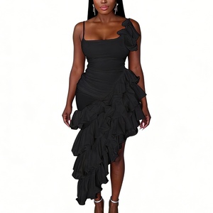 เดรสมีดี้ระบายแบบอสมมาตรสำหรับผู้หญิง - เดรสสายเดี่ยวรัดรูปสำหรับงานปาร์ตี้ แฟชั่น - Product Image 2