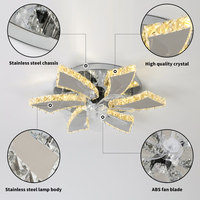 Ventilateurs de plafond LED 60W ABS à 7 pales avec éclairage en cristal, support OEM/ODM, ventilateur de plafond avec lumière LED et télécommande