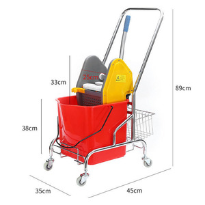 Chariot de nettoyage en plastique 25L avec cadre en acier inoxydable, seau à eau en plastique, roues et <span class=keywords><strong>essoreuse</strong></span> à serpillière - Product Image 4