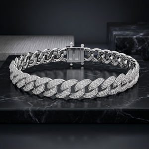 กำไลข้อมือเพชรผู้ชาย AADIHI JEWELS ชุบทองคำขาวโรเดียม เพชรทรงบริลเลียนท์ ผลิตในห้องปฏิบัติการ รับรองโดย IGI สไตล์ฮิปฮอป หรูหรา - Product Image 3