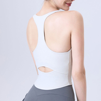 Fabrieksgroothandel Dames Racerback Cutout Sportbeha Hoge Ondersteuning Ingebouwde Vaste BH Zachte Nylon Workout BH
