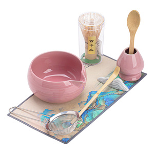 Ensemble de thé matcha japonais <span class=keywords><strong>vintage</strong></span> avec logo personnalisé, label privé, bol en céramique fait main, fouet en bambou, coffret cadeau pour cérémonie du thé - Product Image 1