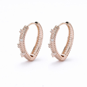 <b>Huggie</b> Earrings Gold <b>Silver</b> Rose Gold Micro Insert Zircon Hollow Geometric Shape Everyday Wear - Product Image 4