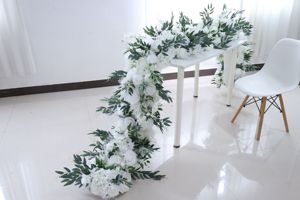 E089 <span class=keywords><strong>Runner</strong></span> da Tavolo con Foglie Verdi e Fiori Artificiali per Decorazione Corridoio, Ingresso e Matrimonio - Product Image 6