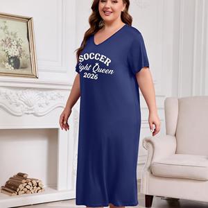 Camicia da <span class=keywords><strong>Notte</strong></span> da Donna 2026 World Soccer Night Queen Stampata, Vestaglia Comoda con Scollo a V, Lunghezza Media, Manica Corta - Product Image 1