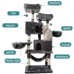 Großhandel Pet Kitty Tree House Grau Beige Big <span class=keywords><strong>Cat</strong></span> Tower Kratz baum für kleine mittlere große Katze - Product Image 1