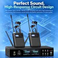 Système de monitoring intra-auriculaire sans fil double canal Gooermi EM220, audio 24 bits 48 kHz avec 2 récepteurs bodypack pour scène live