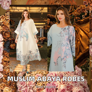 Elegante Abaya Musulmana de Verano para Mujer, Estilo Oriental, en Poliéster, con Pedrería Fija, Largo hasta el Tobillo, con Estampado Floral, para Oración - Product Image 2