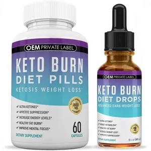 OEM all'ingrosso Keto Drops Diet Pills Liquid Keto Drops Fat Burn BHB chetoni esogeni chetogenici perdita di peso gocce dimagranti