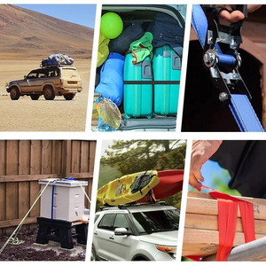 E-트랙 메탈 래칫 2500lbs 폴리에스터 웨빙 타이 다운 스트랩 로딩 스트랩 노란색 화물 고정 50mm/2인치 텐션 스트랩 - Product Image 6